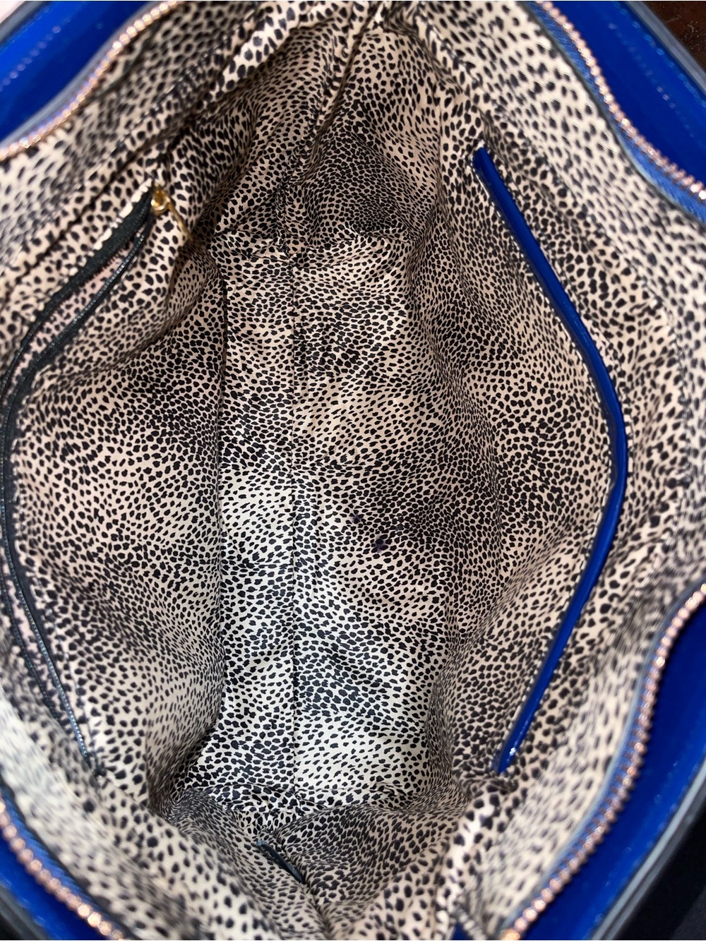 Blue Crocodile-Embossed Patent Tote Bag with Lock Accent - Picture 10 of 12